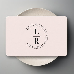 Monogramm, minimalistisch beige Rose Visitenkarte