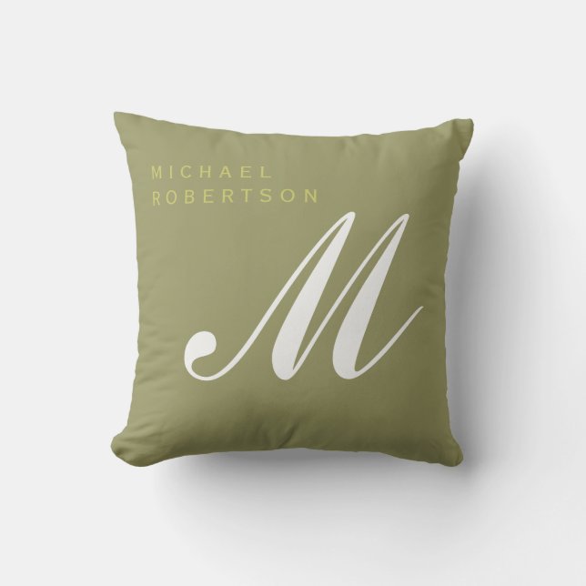 Monogramm Minimalistisch Name hinzufügen Kissen (Vorderseite)
