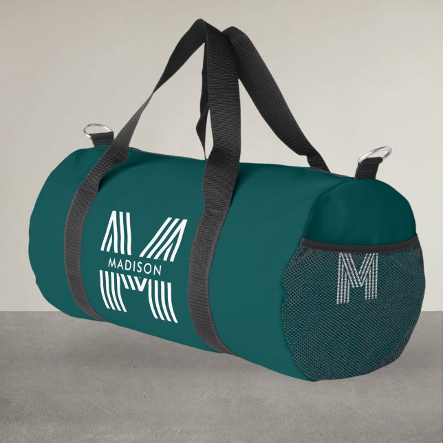 Monogramm Minimalistisch Retro Duffle Bag (Von Creator hochgeladen)