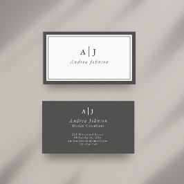 Monogramm Minimalistisch Schwarzweiß-Weiß Visitenkarte