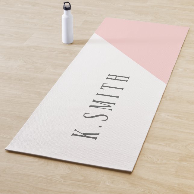 Monogramm Minimalistisch weiß und rosa geometrisch Yogamatte (Beispiel)