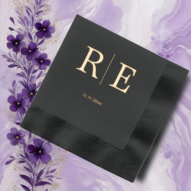 Monogramm Minimalistische Hochzeit Servietten Mit Folie (Von Creator hochgeladen)