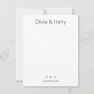 Monogramm Minimalistische Schwarz-weiße Hochzeitsn Mitteilungskarte
