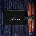 Monogramm Minimalistische Schwarze Buchstaben Gepäckanhänger<br><div class="desc">Monogramm-Gepäckanhänger mit Minimalistischen handgeschriebenen Schwarzen Buchstaben</div>