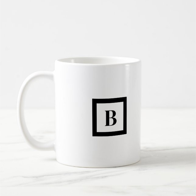 Monogramm Minimalistischer Buchstabe B Schwarz/Wei Kaffeetasse (Links)