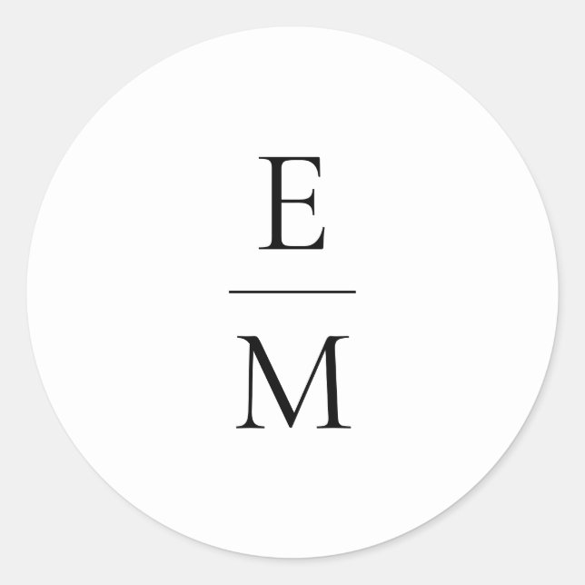 Monogramm-Minimalistischer Hochzeitsticker Runder Aufkleber (Vorderseite)