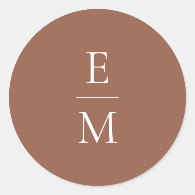 Monogramm-Minimalistischer Hochzeitsticker Runder Aufkleber (Vorderseite)