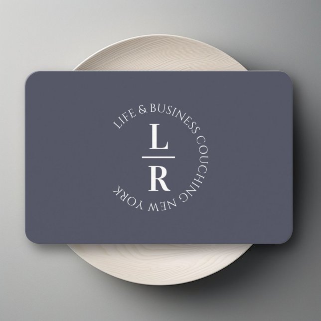 Monogramm, minimalistisches blaugraues Geschäft Visitenkarte (Monogram, minimalistic blue-gray business business card)