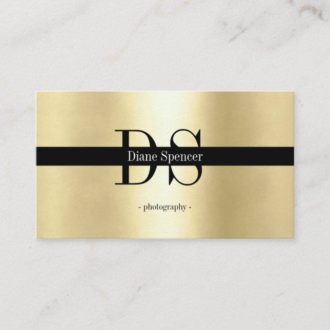 Monogramm, minimalistisches Gold schwarz b Visitenkarte (Vorderseite)