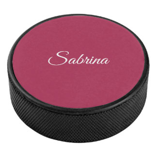 Monogramm minimalistisches Kirschrosarot Eishockey Puck