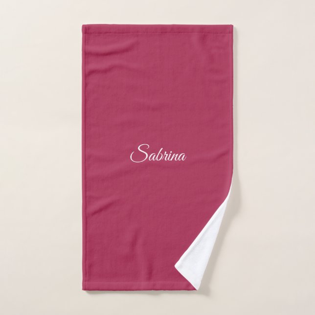 Monogramm minimalistisches Kirschrosarot Handtuch (Handtuch)