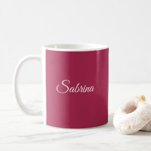 Monogramm minimalistisches Kirschrosarot Kaffeetasse