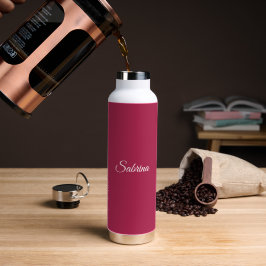 Monogramm minimalistisches Kirschrosarot Trinkflasche