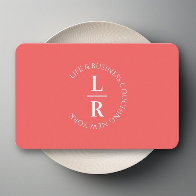 Monogramm, minimalistisches Korallengeschäft Visitenkarte (Monogram, minimalistic coral business business card)