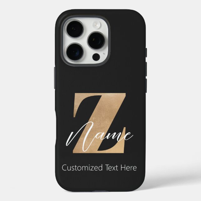 Monogramm mit Anfangsbuchstabe Z und individuellem iPhone 16 Pro Hülle (Rückseite)