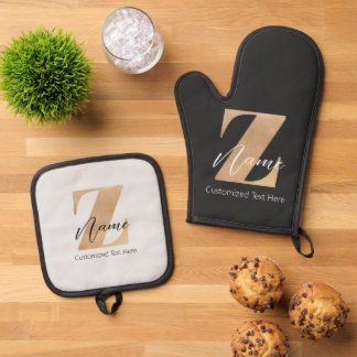 Monogramm mit Anfangsbuchstabe Z und individuellem Ofenhandschuh & Topflappen-Set