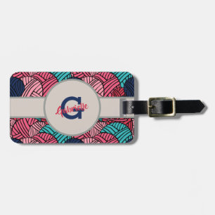 Monogramm mit Bällen des Strickgarnes - Reise Gepäckanhänger