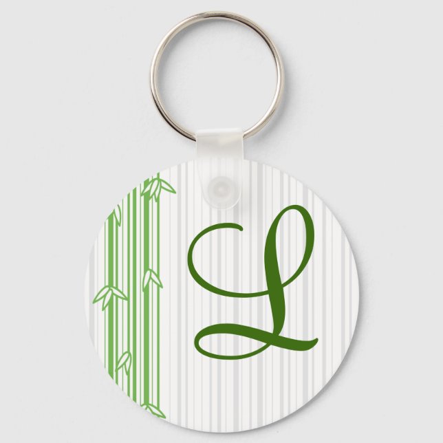 Monogramm mit Bamboo-Hintergrund - Buchstabe L Schlüsselanhänger (Vorderseite)