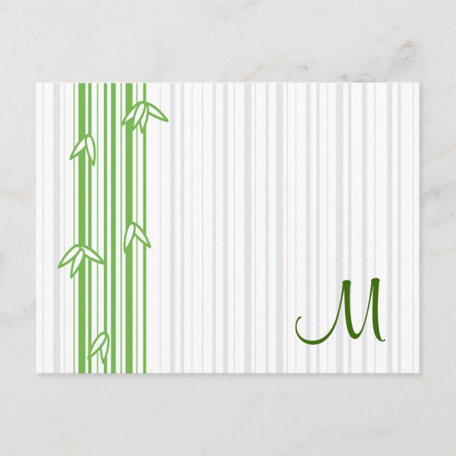 Monogramm mit Bamboo-Hintergrund - Buchstabe M Postkarte (Vorderseite)