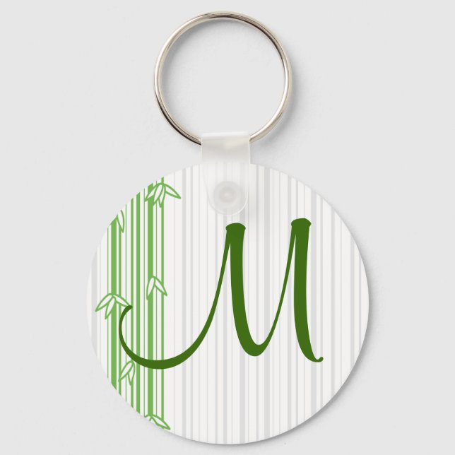 Monogramm mit Bamboo-Hintergrund - Buchstabe M Schlüsselanhänger (Vorderseite)