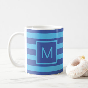 Monogramm mit blauem Streifen (oder benutzerdefini Kaffeetasse