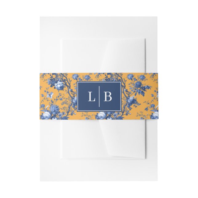 Monogramm mit Blumenmuster Einladungsbanderole (Vorderseite Beispiel)