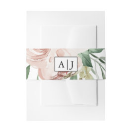 Monogramm mit Blush Floral Hochzeit Einladungsbanderole