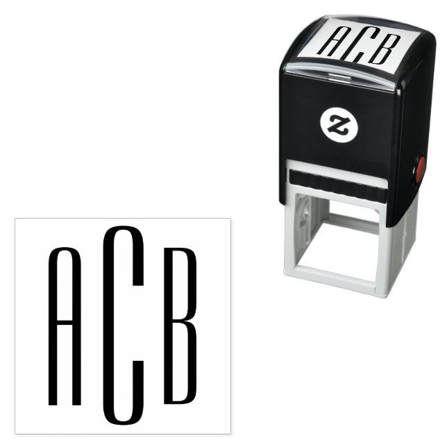 Monogramm mit drei Buchstaben Permastempel (Beispiel)