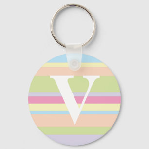 Monogramm mit einem bunten gestreiften Hintergrund Schlüsselanhänger