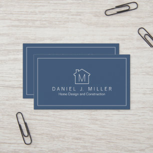 Monogramm mit einfachem Zuhause-Logo Modern Navy B Visitenkarte