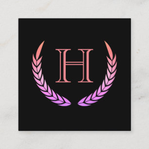 Monogramm mit Elementen (rosa) Quadratische Visitenkarte