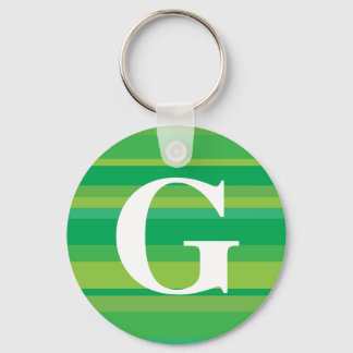 Monogramm mit farbenfroher Streifenunterlage - G Schlüsselanhänger