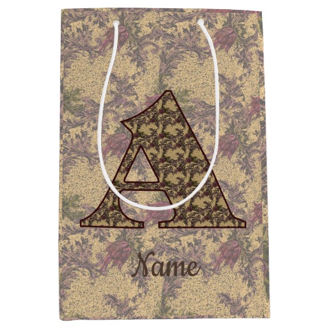 Monogramm mit floralen Anfangsbuchstaben Ein elega Mittlere Geschenktüte (Vorderseite)