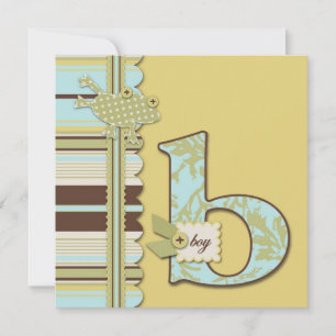 Monogramm mit Frog und Stripe Print Baby Dusche Einladung
