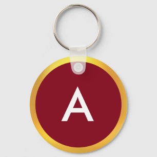 Monogramm mit goldenem Kreis auf Weiß und Rot Schlüsselanhänger