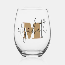 Monogramm mit handgeschriebenem Namen Weinglas Ohne Stiel