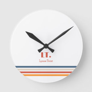 Monogramm mit horizontalen Streifen Runde Wanduhr