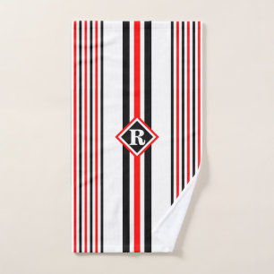 Monogramm mit klassischen roten, weißen und schwar handtuch