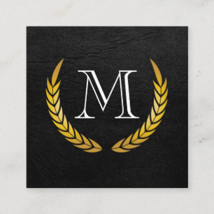 Monogramm mit Leder für Luxuselemente-Imitate Quadratische Visitenkarte