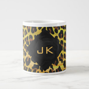 Monogramm mit Leopard Brown und Gelb Jumbo-Tasse