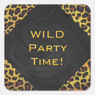 Monogramm mit Leopard Brown und Gelb Quadratischer Aufkleber
