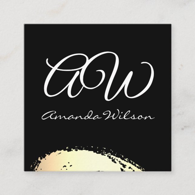 Monogramm mit modernem Gold gebürstet Quadratische Visitenkarte (Vorderseite)