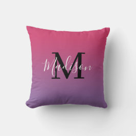 Monogramm mit neuem Namen rosa bis Lila grau Kissen