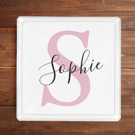 Monogramm mit neuem Personalisierten Namen Pink Acryl Tablett