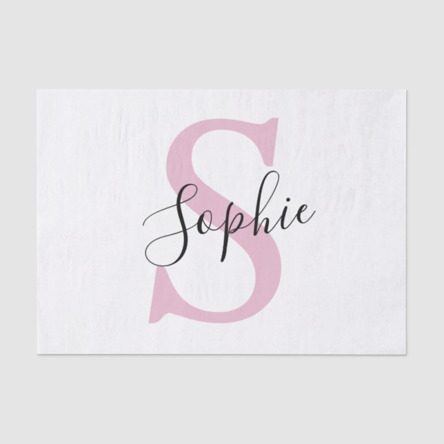 Monogramm mit neuem Personalisierten Namen Pink Seidenpapier (Vorderseite)