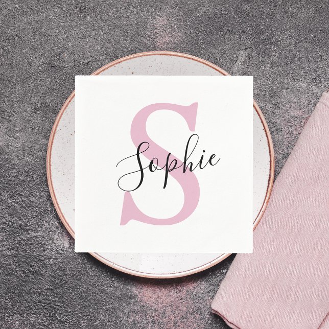 Monogramm mit neuem Personalisierten Namen Pink Serviette (Von Creator hochgeladen)
