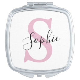 Monogramm mit neuem Personalisierten Namen Pink Taschenspiegel