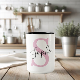 Monogramm mit neuem Personalisierten Namen Pink Zweifarbige Tasse