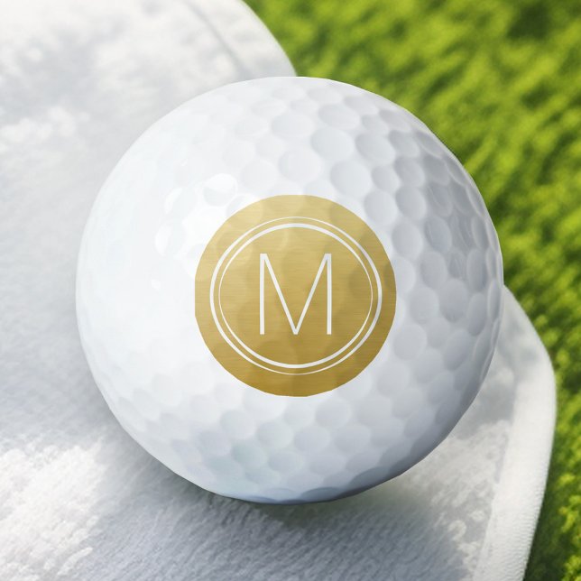 Monogramm mit optionaler Grenz- und Goldfarbe Golfball (Personalized Golf Ball - Add Your Monogram for a Wedding Anniversary Favor)