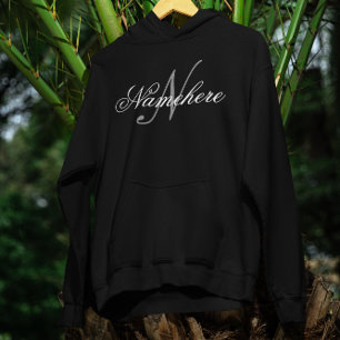 Monogramm mit Personalisiertem Schwarz und Weiß Hoodie